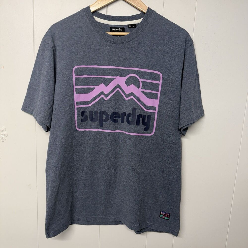 Superdry Vintage 90s Terrain Graphic T-Shirt Gray Men M EUC